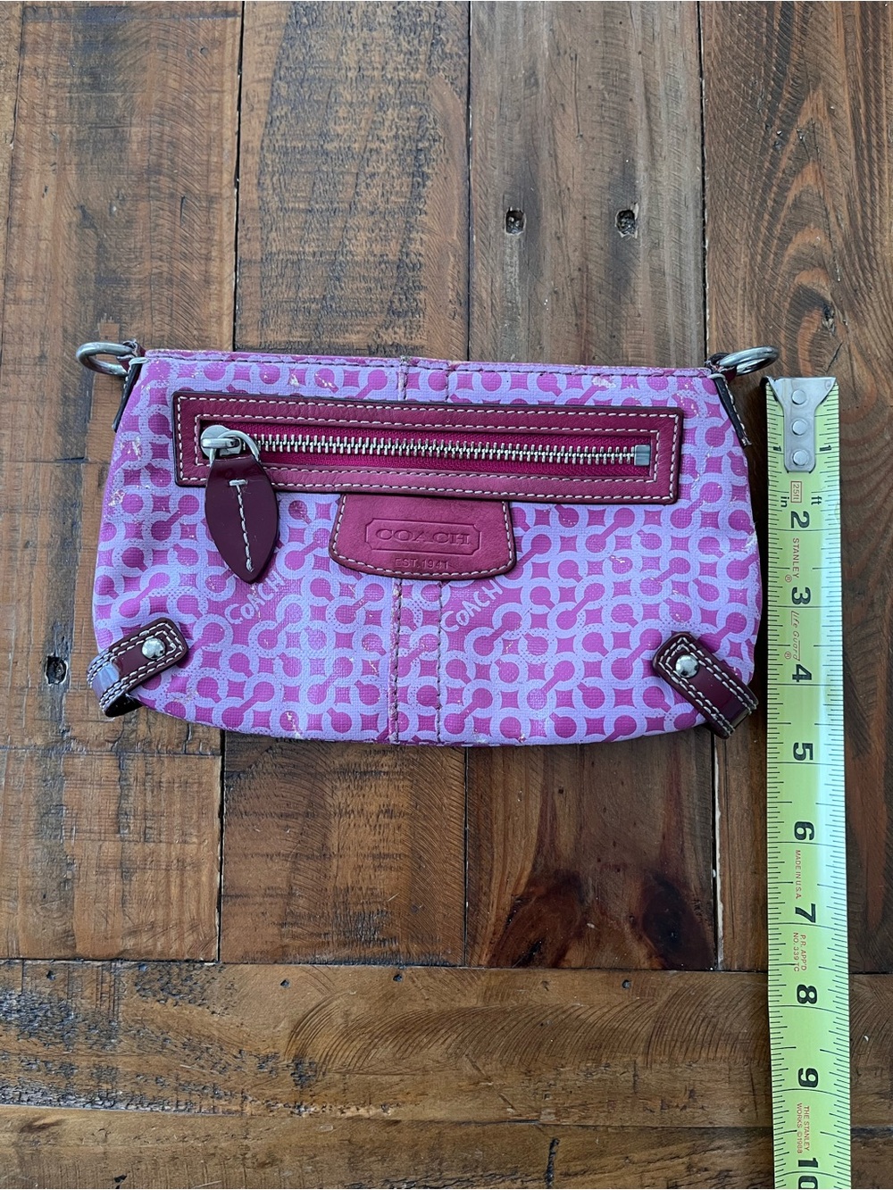Coach Penelope Op Art Wristlet Clutch Y2K Pink Purple Poppy Mini Bag No Strap - Picture 10 of 16